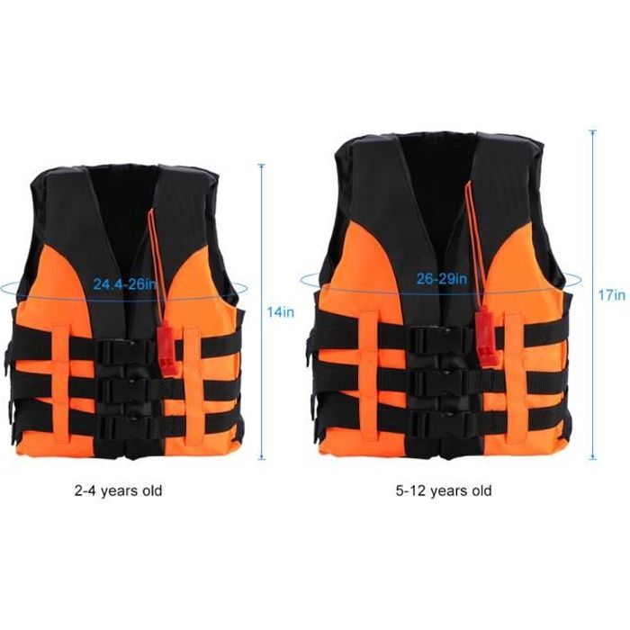 Meilleurs prix pour Dioche aide à la flottabilité Gilet de sauvetage Gilet d'aide à la dérive de natation avec sifflet pour enfant (orange, 5-12
