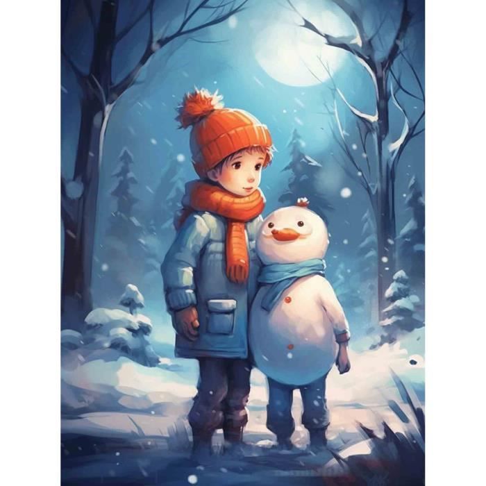 Bimkole Kit Peinture Diamant 5D Pingouin D'Hiver 30x40cm - Broderie Diamant DIY Animal