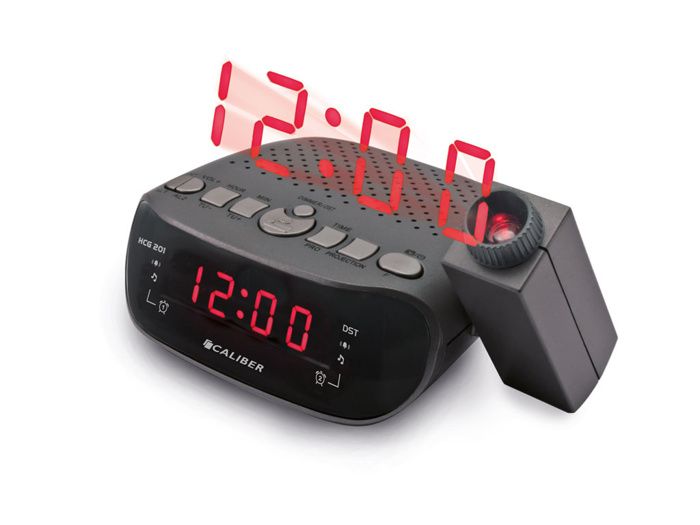 Réveil Digital Noir Radio-Piloté 2 Alarmes avec Projection de l'heure