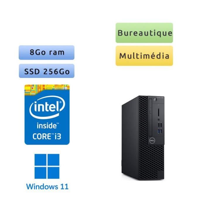 Dell Optiplex 3060 SFF - Windows 11 - i3 8Go 256Go SSD - Ordinateur Tour Bureautique PC - Dell