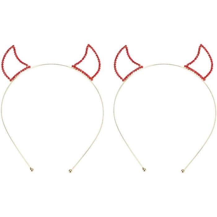 Oblique Unique Serre-tête Cornes De Diable Noir Et Rouge – Accessoire Carnaval Et Halloween – Taille Unique Extensible – 7 Cm
