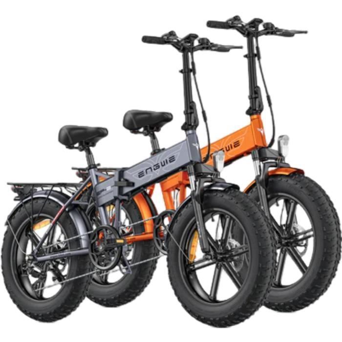 velo electrique Pliable adulte ENGWE EP-2 Pro Autonomie 120km VTT fat bike Pneus 20 pouces avec amortisseur avant Gris+Orange
