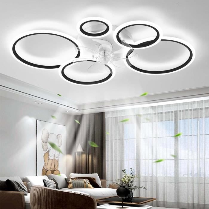 YUNZI Moderne Ventilateur de Plafond avec éclairage LED 72W Dimmable Noir 100cm - Generic