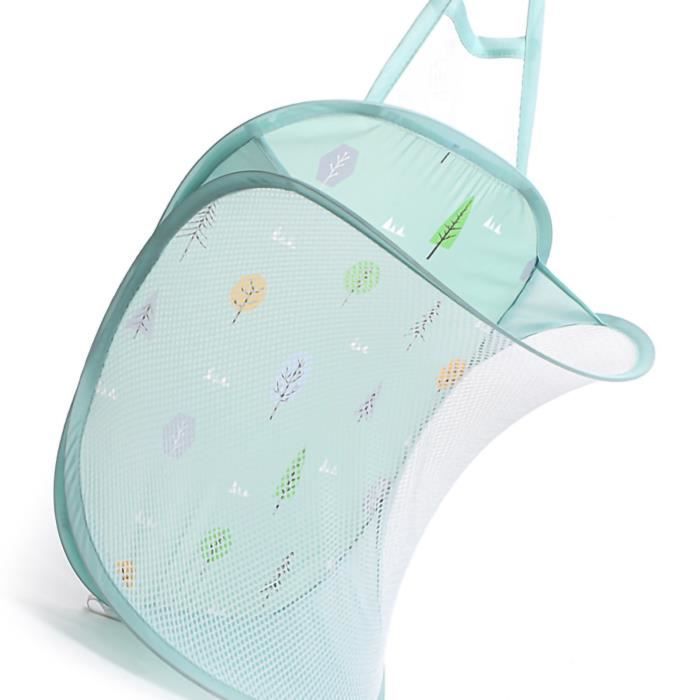 Panier à Linge Pliable Vert 36x36x58cm - 2 Pièces Avec Poches Et Poignées, Pour Chambre