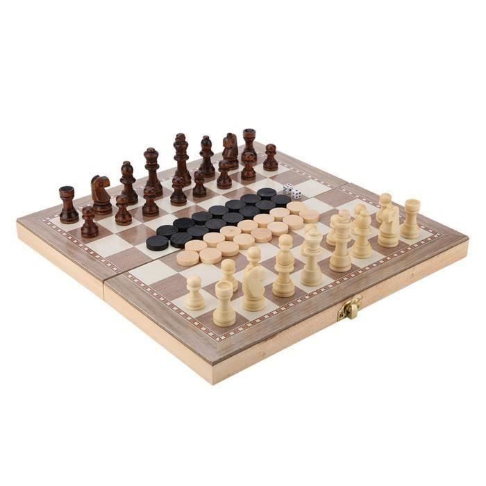 SALALIS Jeu d'échecs Gobang Gobang de Dames d'Échecs 3-en-1 Échiquier Pliant Jouet de Jeu d SALALIS Jeu d'échecs Gobang Gobang de Dames d'Échecs 3-en-1 Échiquier Pliant Jouet de Jeu d