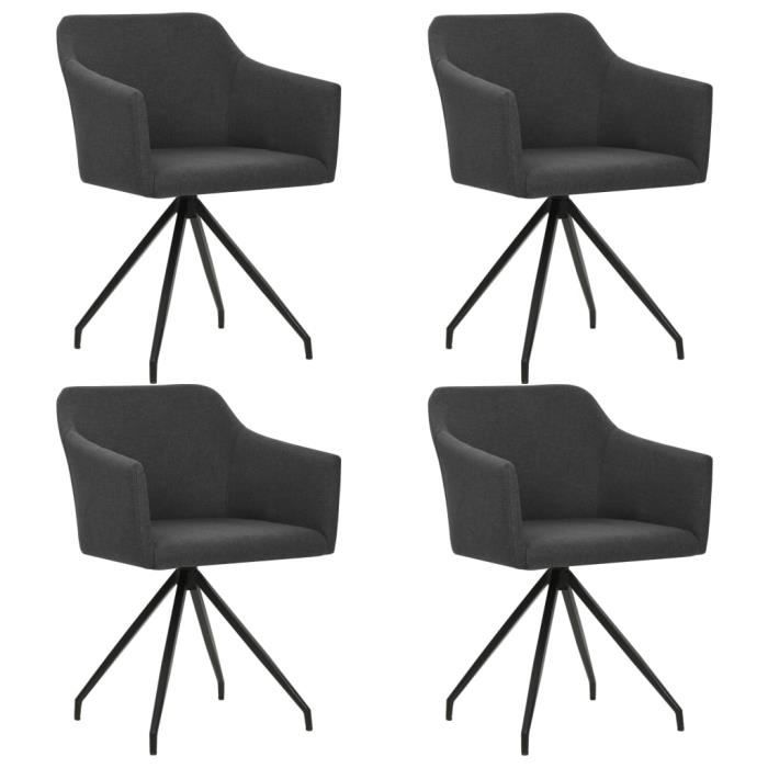 Chaise pivotante de salle à manger 4 pcs Gris foncé Tissu - Cdiscount