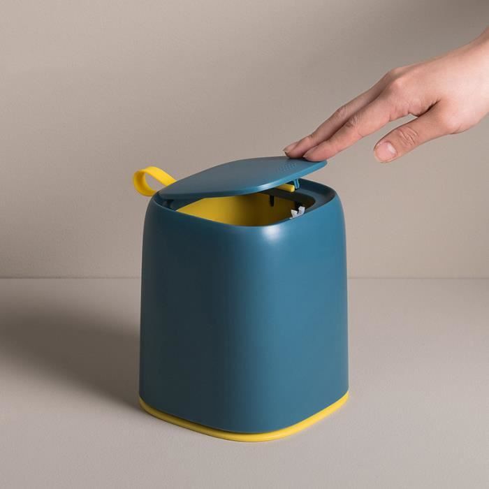 Poubelle De Bureau Avec Couvercle à Pression - Petit Bac Détachable, Pour Bureau, Salle De Bain, Chevet