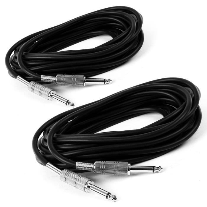 Câble Jack 6,35 Mm Stéréo - Fiche à Fiche - 2 Mètres - Métal Noir - Haute Qualité Audio