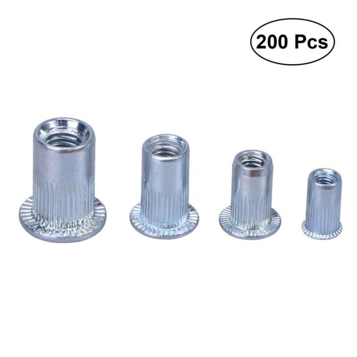 Écrou à rivet en acier au carbone plaqué zinc mixte 200 PCS Insert ...