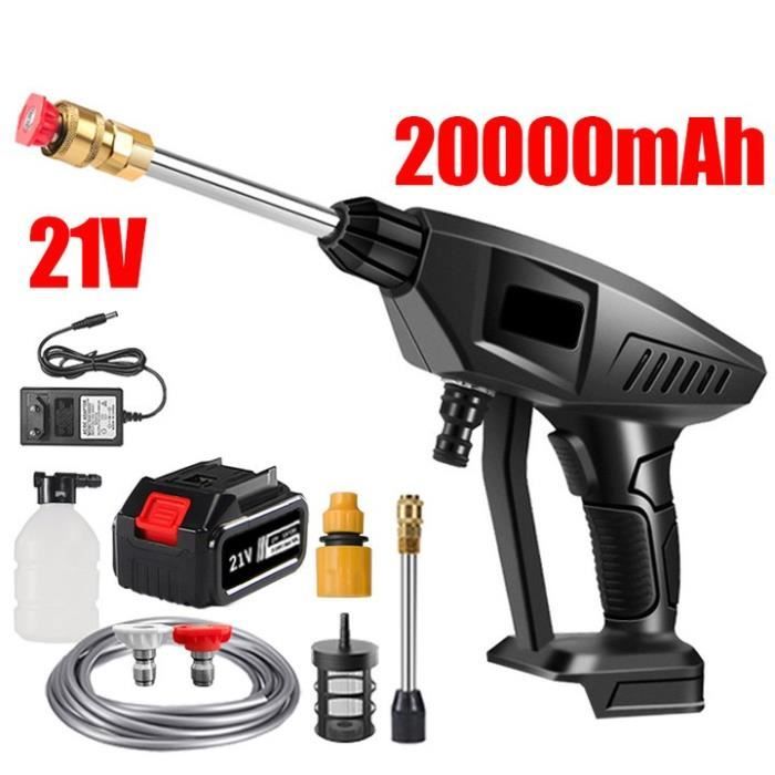 Nettoyeur Haute Pression Sans Fil 3 En 1 - 21V, 60 Bar, 1500W - Avec 2 Batteries Et 2 Buses - Pour Voiture, Terrasse, Fenêtres