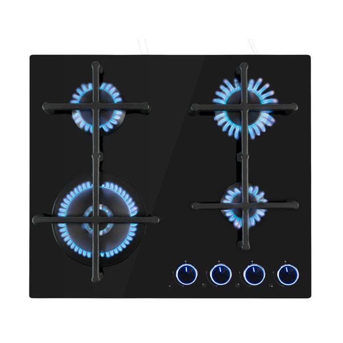 Klarstein Illuminosa 4 table de cuisson à gaz 4 brûleurs Sabaf vitrocéramique