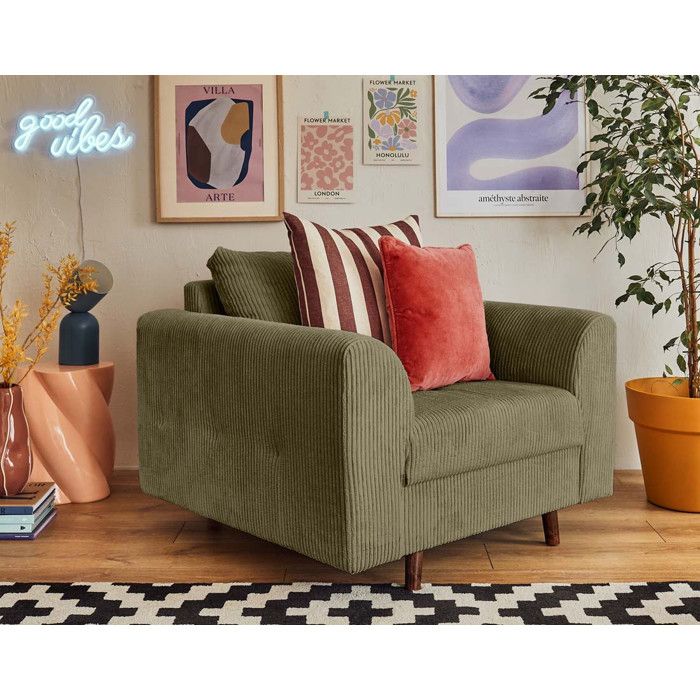 Rune - fauteuil - en velours côtelé - Vert Rune - fauteuil - en velours côtelé - Vert