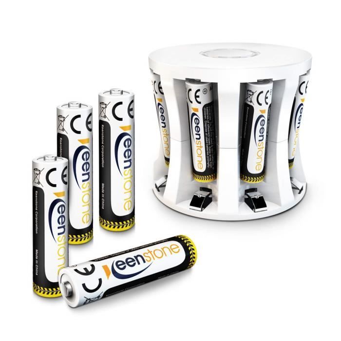 Pack Batteries Rechargeables AA AAA Avec Chargeur 8 Emplacements - NiMH 1100mAh/2800mAh, Marque HiQuick