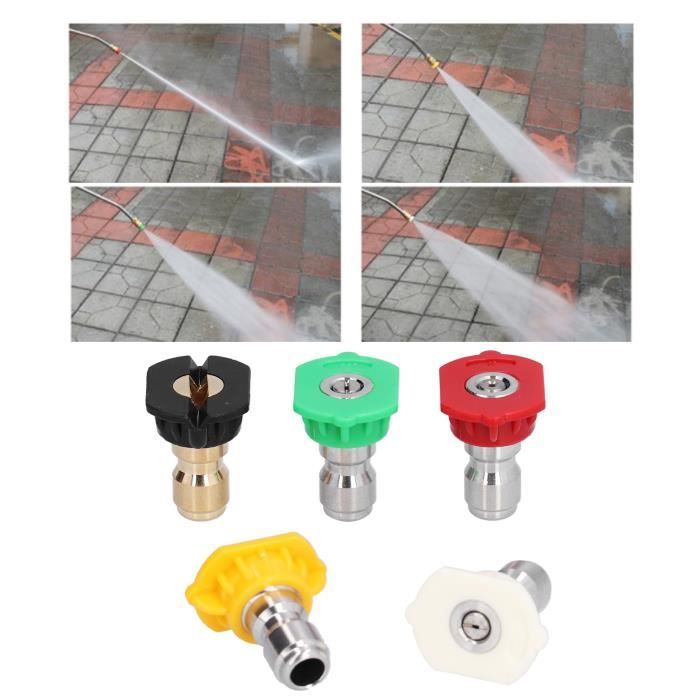 Lot De 5 Buses Pour Nettoyeur Haute Pression - Acier Inoxydable Et Laiton, Angles 0° à 65°, Compatible Jusqu'à 4000 PSI - 6