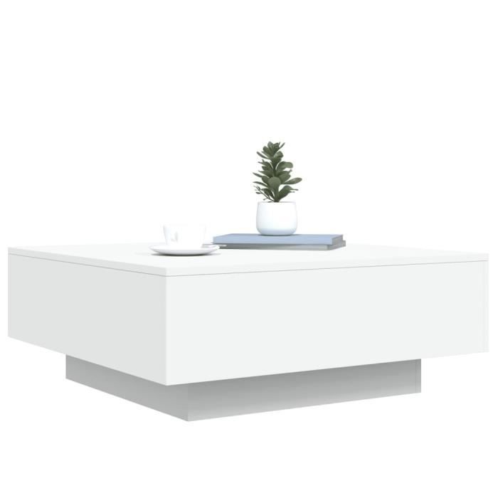 Table basse - MOTHINESSTO - Qqmora xY4402 - Bois dingénierie - 80x80x31 cm - Blanc