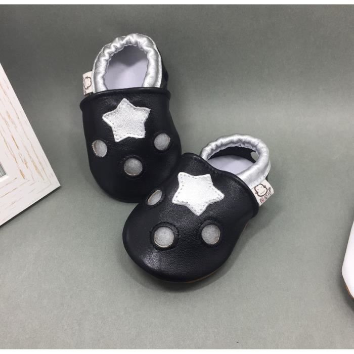 Chaussons Bebe Cuir Souple Ete Respirant Pour Garcon Fille Nourrisson Chaussons Noir Cdiscount