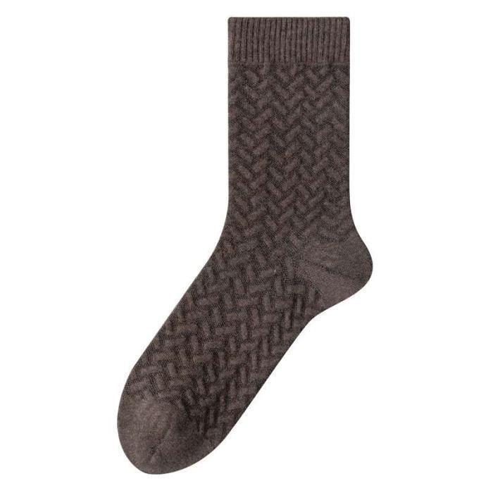 chaussettes hautes thermiques homme taille unique - pur coton - bas anti-odeurs - 5 paires brun-m-brun