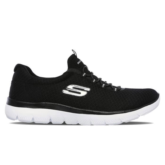 Skechers Baskets Skechers Summits 12980-BKW - SKECHERS - Femme - Noir - Textile - Plat - Lacets