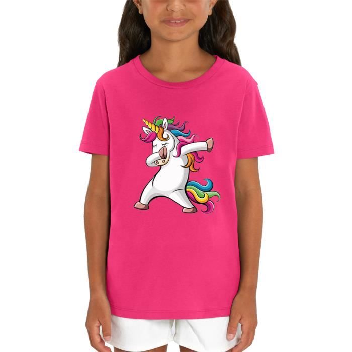 Femme Tee Shirt Licorne Fille Dabbing Unicorn Femme Licorne T-Shirt avec Col en V