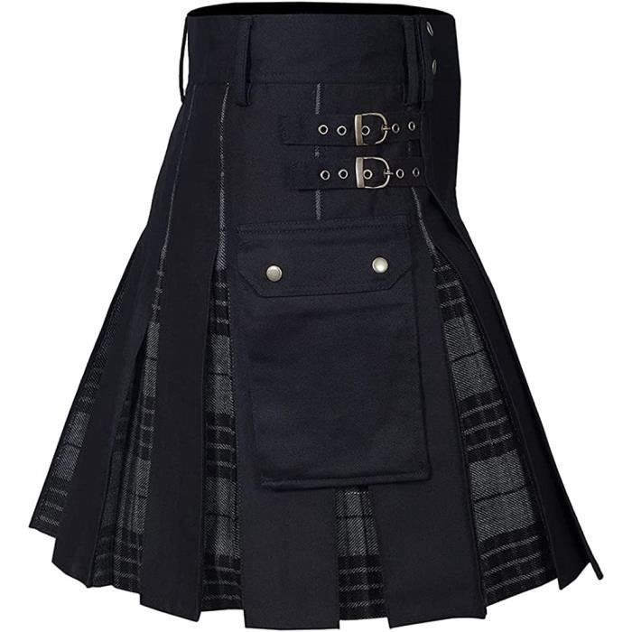 Kilt écossais pour homme - Traditionnel écossais - Noir - Denim - Tartan irlandais - Kilt moderne