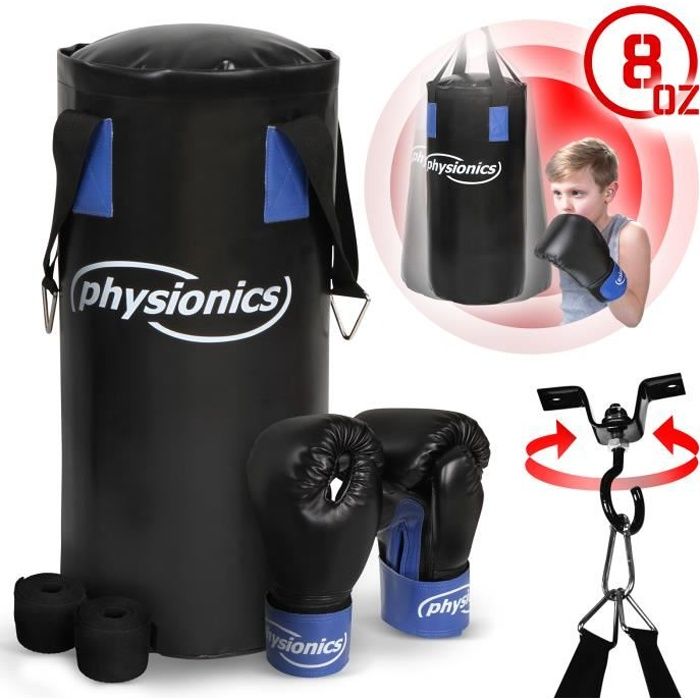 Physionics Sac de Frappe pour Enfants avec Gants Sac de Boxe