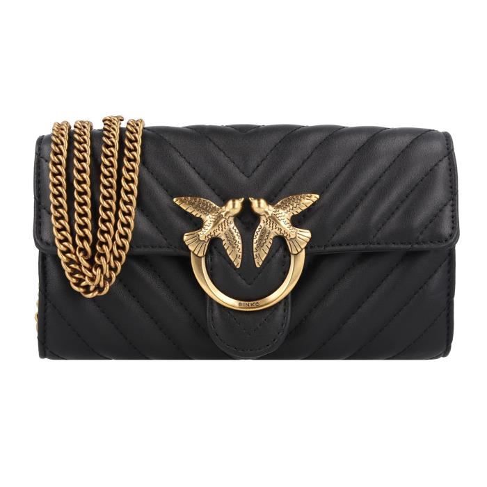 Sac pochette en cuir PINKO Love One Noir Noir Cdiscount