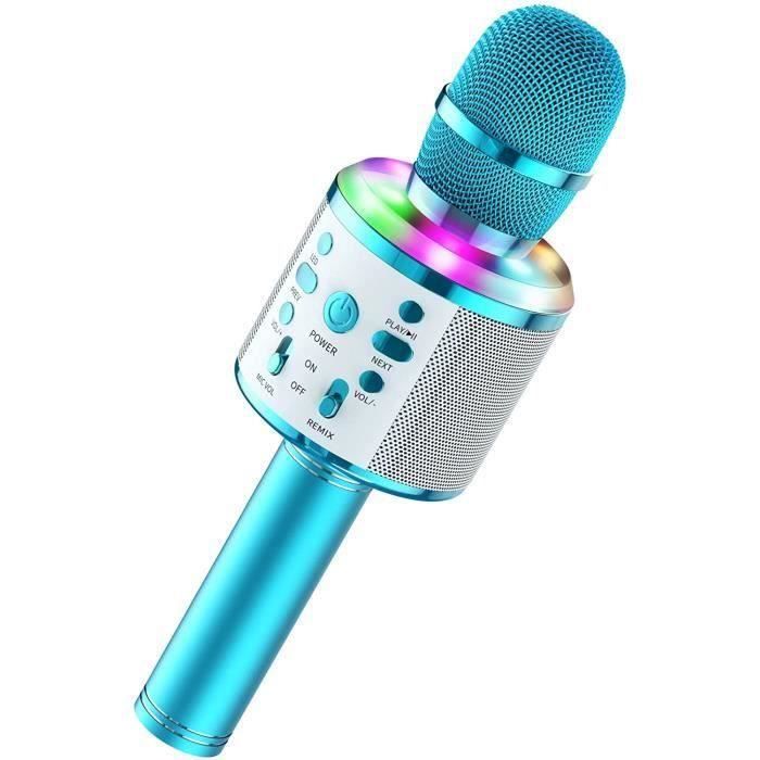 GOOD-Micro Enfant Idée Cadeau Microphone Karaoké Sans Fil Bluetooth pour  Chanter 4-15 Ans Micro avec 4 Effets de Voix et Lumières A