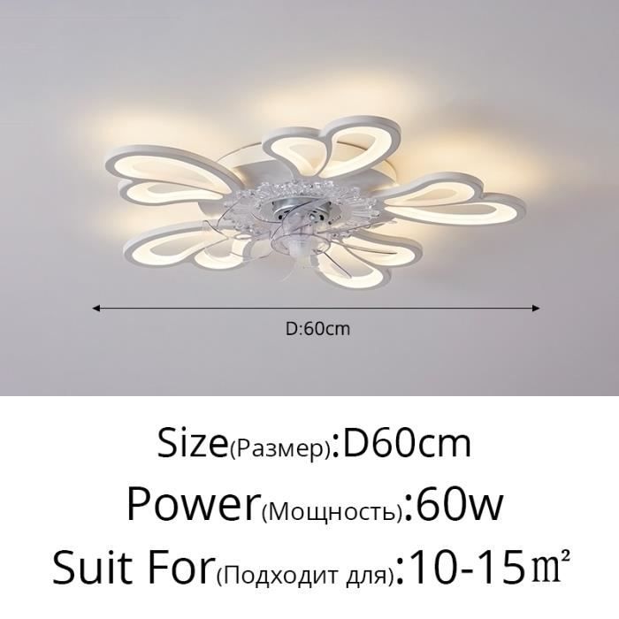 Plafonnier avec Ventilateur Intégré - RUMOCOVO - Modèle 1001 - Télécommande - 6 Vitesses - LED Dimmable - Rumocovo