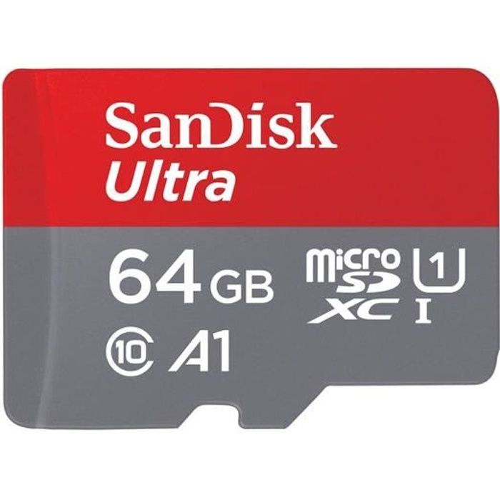 SANDISK Ultra - Carte mémoire flash (adaptateur microSDXC vers SD inclus(e)) - 64 Go - A1 / UHS Class 1 / Class10 - microSDXC UHS-I