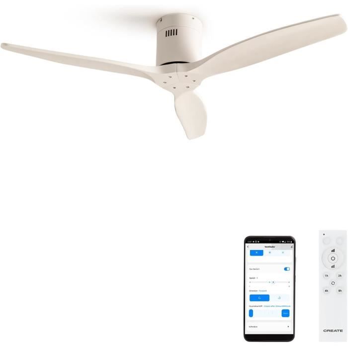 Ventilateur de Plafond LED 36W Noir Moteur DC Ultra Silencieux 3000