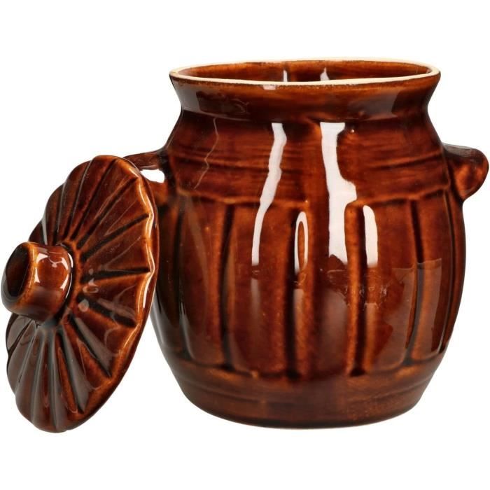 KOTARBAU® Pot de fermentation pour choucroute - 5 l - Avec couvercle - En faïence - Pour fermenter - Fût de choucroute - Pot à concombre - En faïence - Pot à