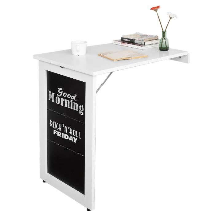 sobuy® fwt20-w table pliable murale bureau avec mémo board - blanc