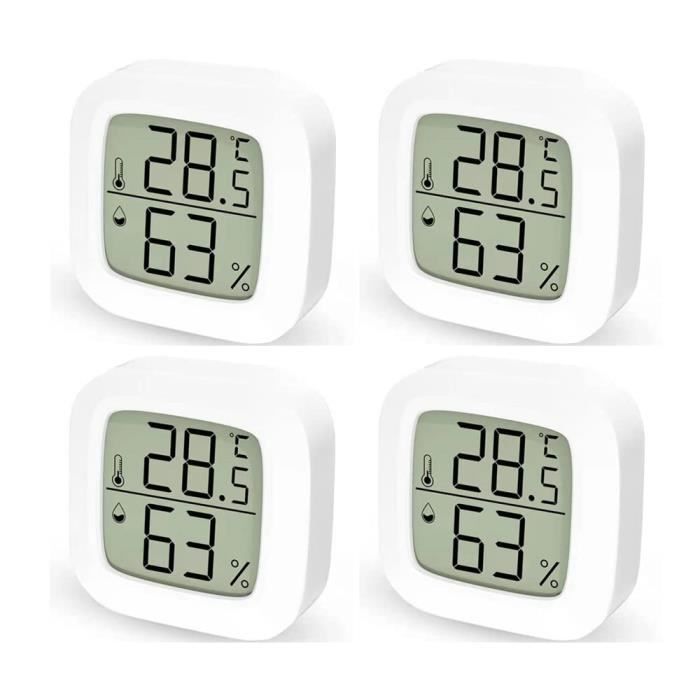 Lot De 2 Thermomètres Hygromètres Numériques Pour Maison - Blanc, Grand écran