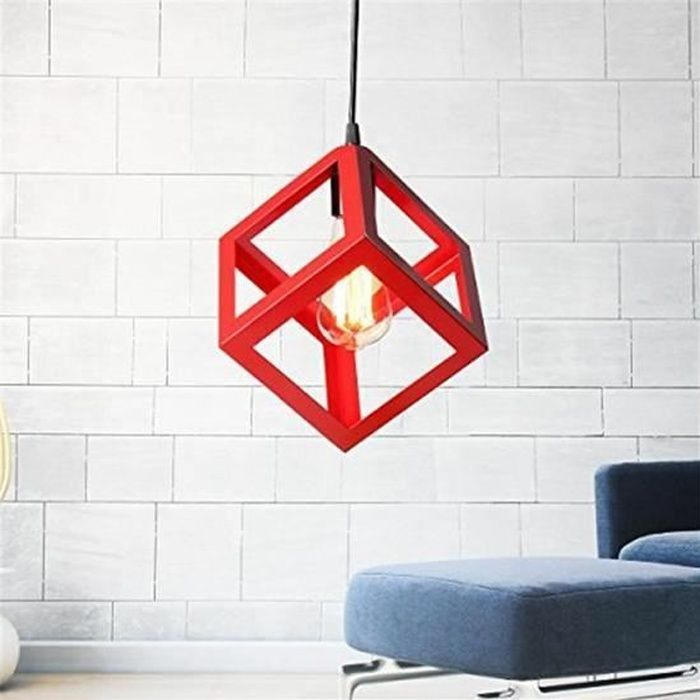 STOEX® E27 Lampe Suspensions Plafonnier Abat-jour Lustre avec Douille Applique dEclairage Murale Retro Industriel Rouge