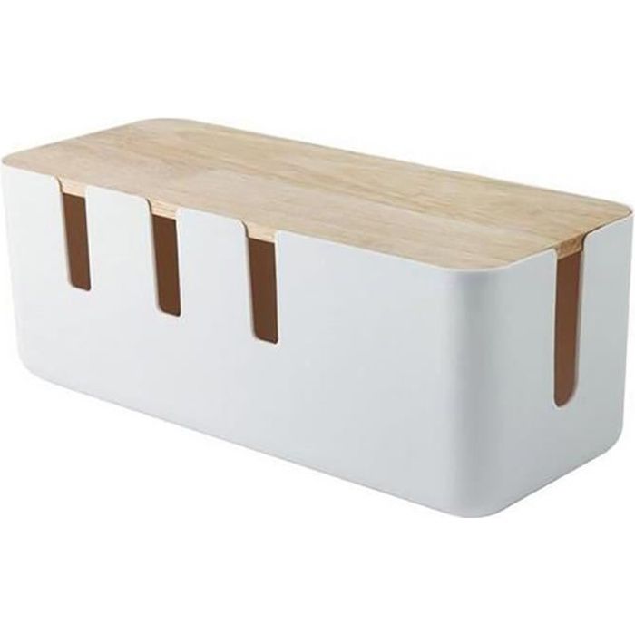 Boite range câbles - cache prises d'alimentation en bois