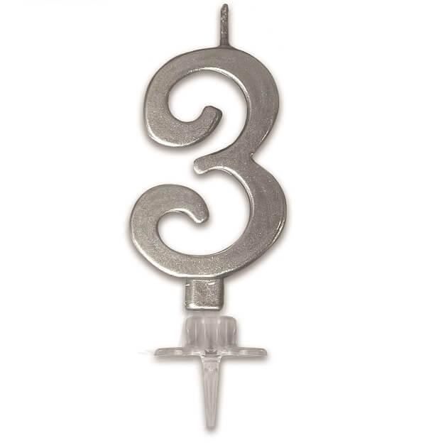 Bougie Chiffre Anniversaire Chat/Chien - Numéro 3, 10,5x4cm - Thème Animaux