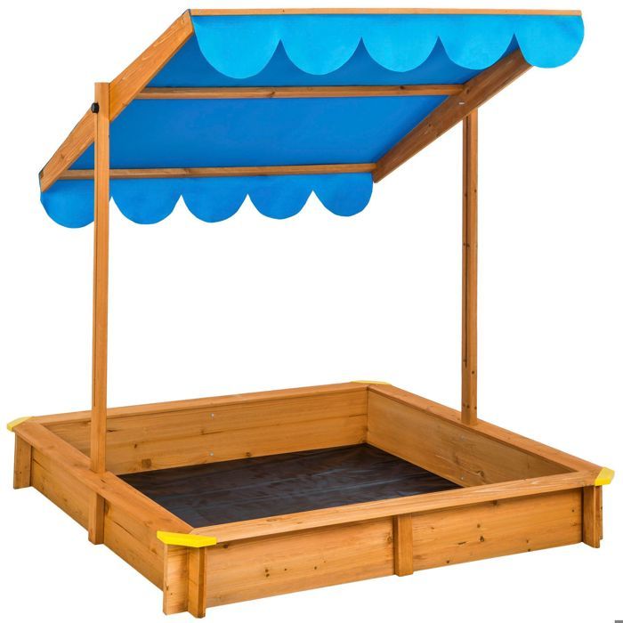 Bac à Sable Bois 120 X 120 X 20 Cm – Jeux Extérieur Pour Enfants Avec 2 Sièges Integrés