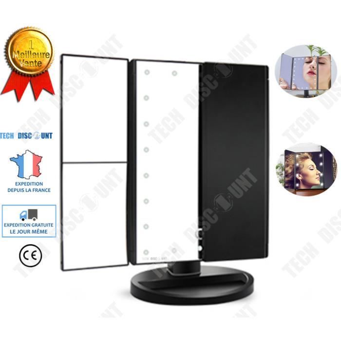 Get Trend Harry Potter Miroir LED Maquillage 3 Faces Pliable - Lumineux Portable Avec Support, Carte Du Maraudeur, Cadeau Femme & Ado