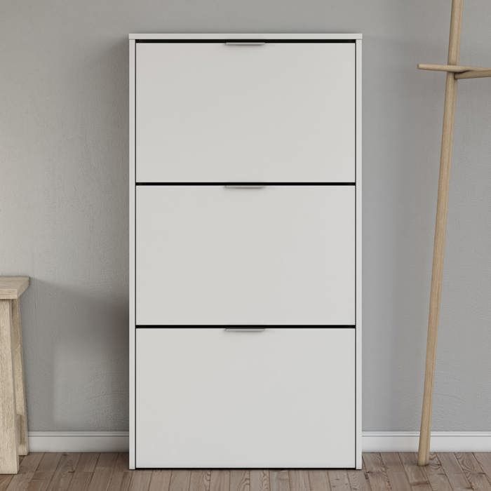 Meuble à chaussures avec 3 portes capacité 18 paires - Blanc - MC81011 - Terre de Nuit