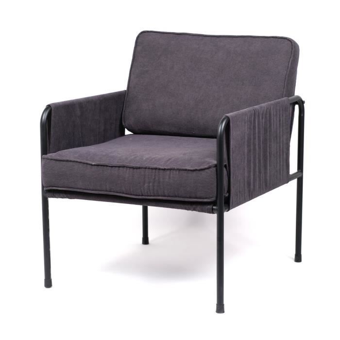 fauteuil en velours côtelé cozy - today - gris - 1 place - contemporain - design