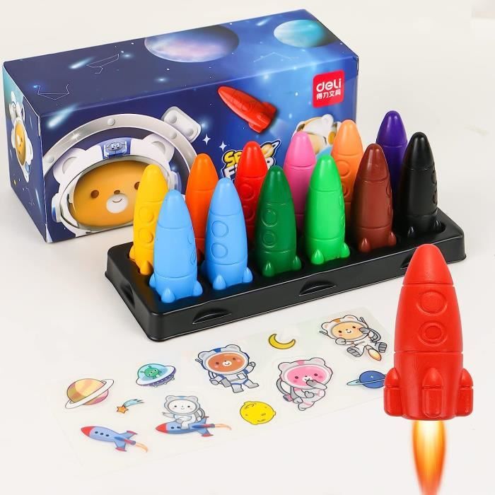 POSUCESS Crayons De Cire Cacahuète – 12 Couleurs – Non Toxiques – Lavables – Faciles à Tenir – Dès 1 An – Premier Crayon Enfant