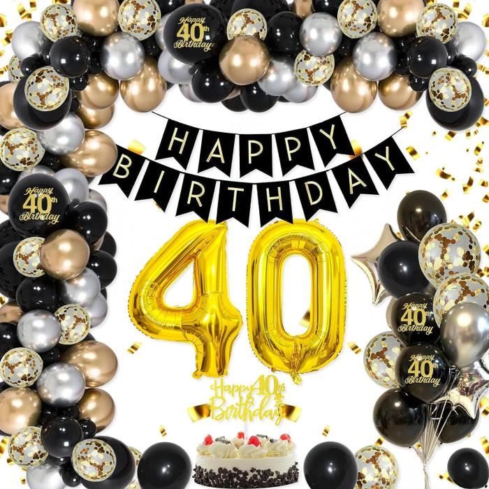 Decoration Anniversaire 40 Ans Homme Ballon 40 Ans Décorations Anniversaire Homme Noir Or, Arche
