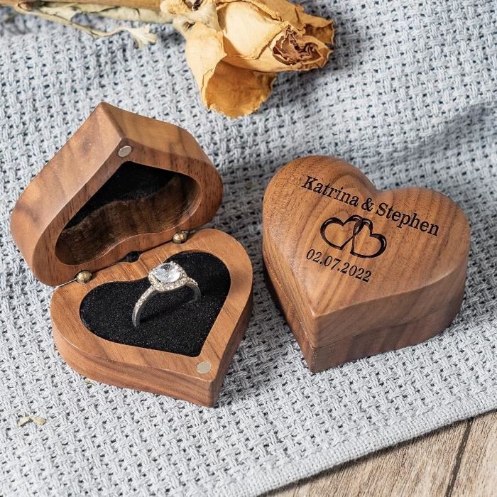 Bo te Bague Personnalis e En Forme De C ur Int rieur En Velours