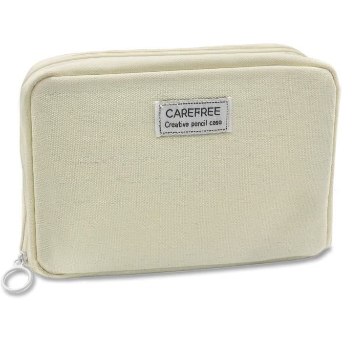 ZENO Trousse Crayon Silicone Aesthetic Beige Seashell - Étui Souple Pour Collège Lycée Filles Garçons