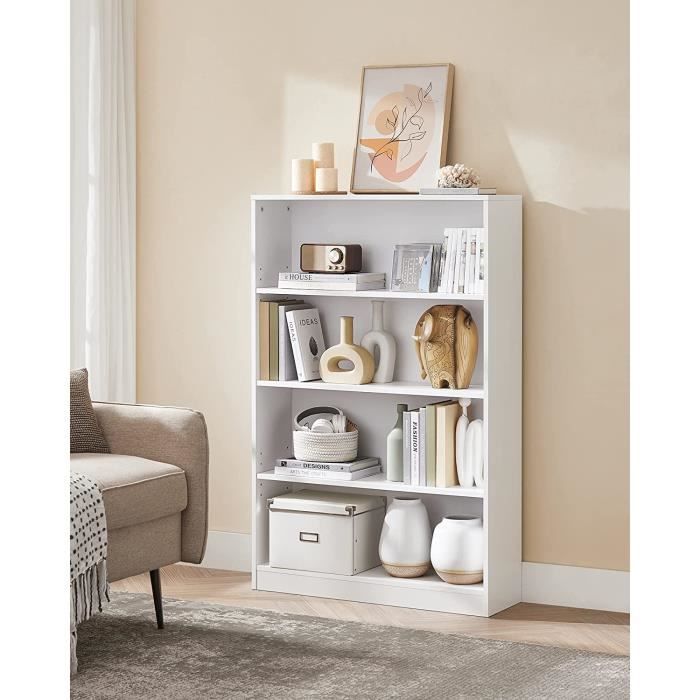 VASAGLE Bibliothèque Étagère Meuble de Rangement pour Salon Chambre Bureau 80 x 24 x 121 5 cm Blanc LBC108T14 VASAGLE Bibliothèque Étagère Meuble de Rangement pour Salon Chambre Bureau 80 x 24 x 121 5 cm Blanc LBC108T14