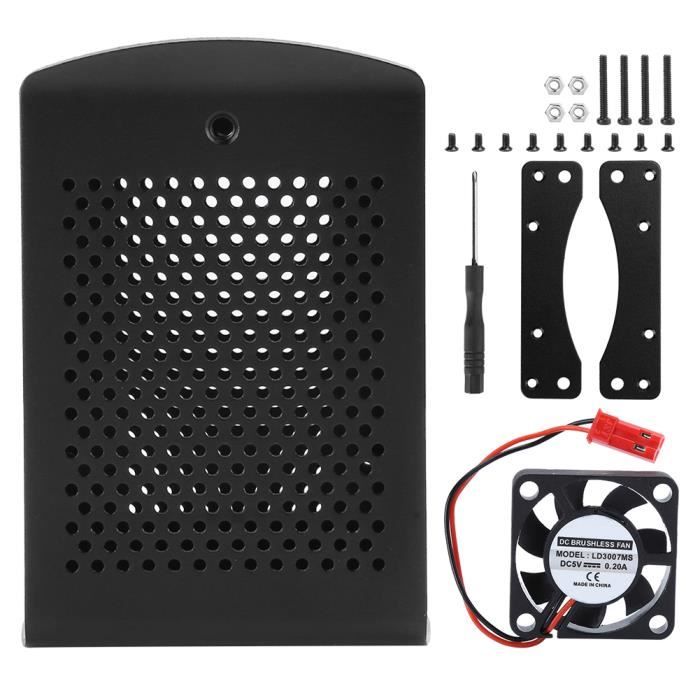 Boîtier Mini Tour Aluminium Pour Raspberry Pi 5, Ventilateur RGB, Noir