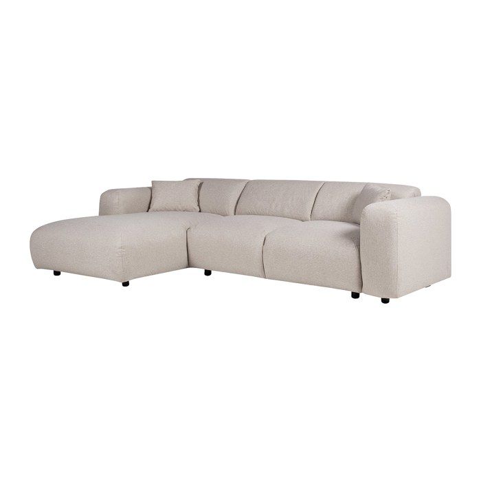 Grand canapé dangle gauche en tissu chiné beige POGNI de Maison Céphy