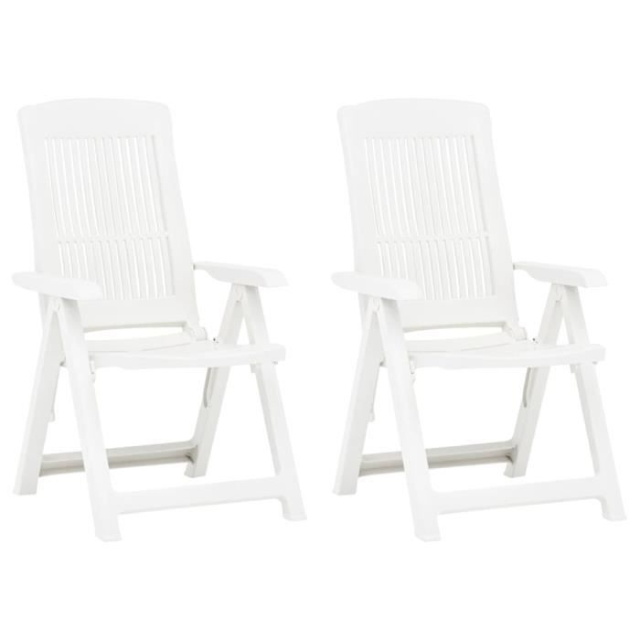 vidaXL Chaises inclinables de jardin 2 pcs Plastique Blanc
