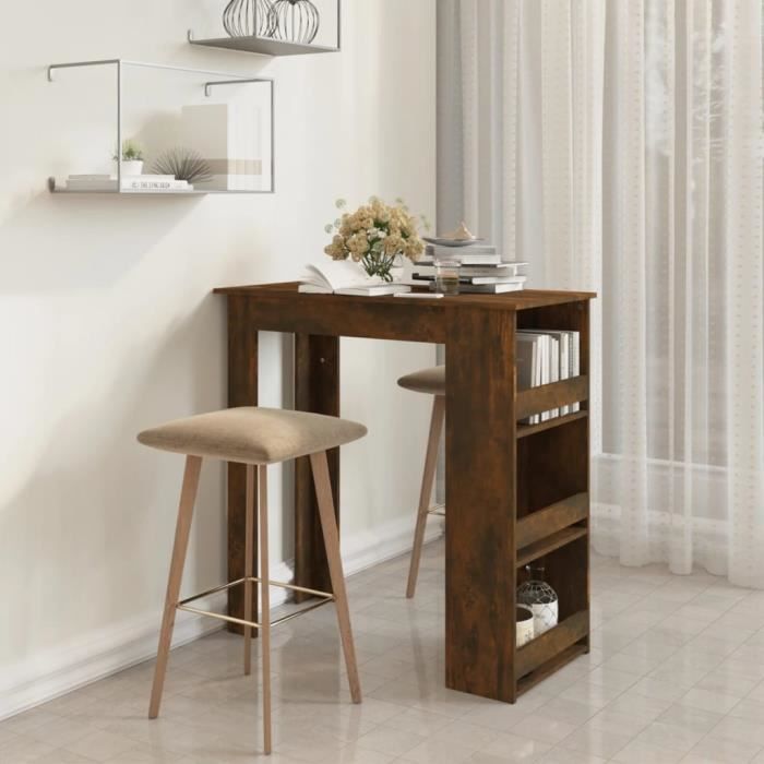 Table de bar - Chêne fumé - 102x50x103 5 cm - 2 places - Aggloméré - Style contemporain