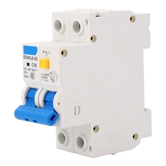 Disjoncteur Miniature DZ47sLE C32 1P+N - Protection Fuites/surcharge/court-circuit - Montage Rail DIN - 32A, 230V